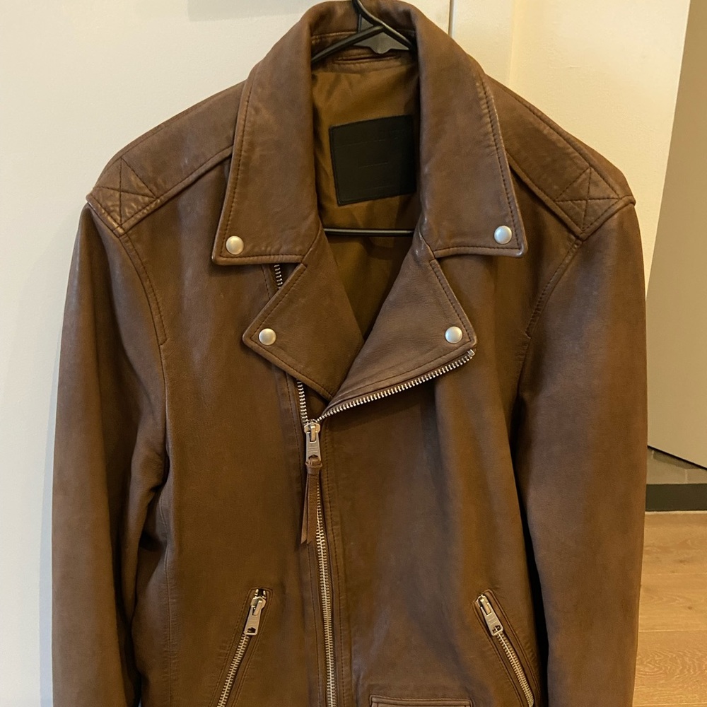 Allsaints milo leather jacket in rich (rare) brown color